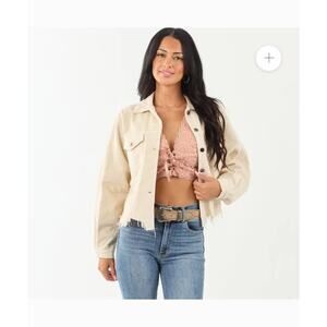 Pol Ivory Cord Button Front Jacket M